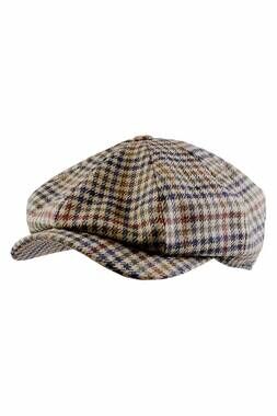 NEW WIGENS men's newsboy retro wool check 'archive line' cap in light camel